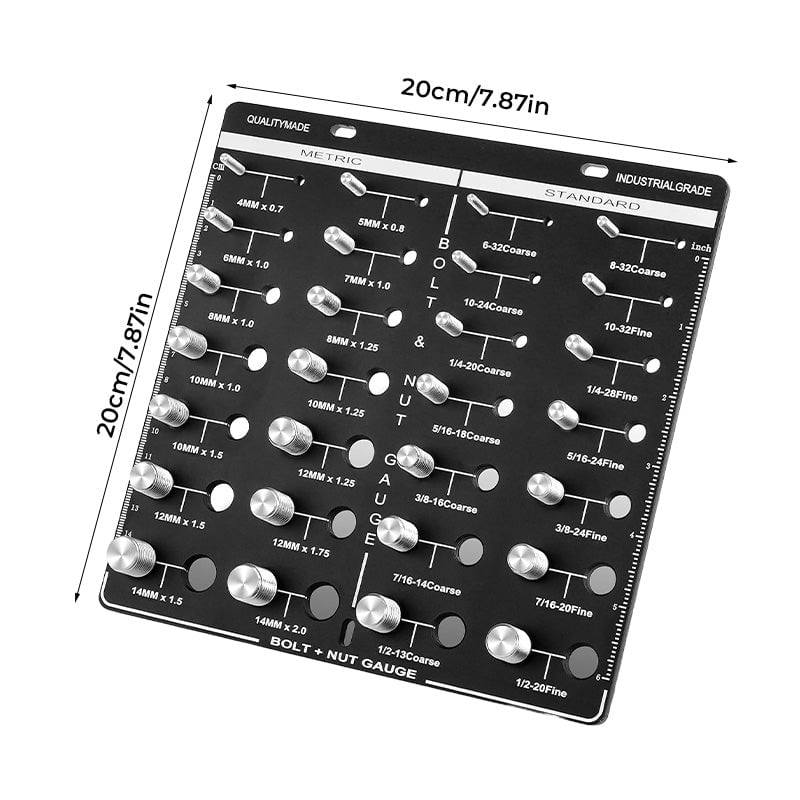 Screw & Thread Size Gauge – 28-Hole Square Checker