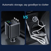 7-in-1 Universal Retractable Car Charger with Intelligent Voltage Display
