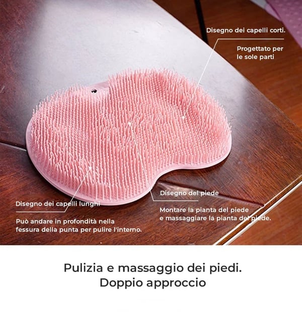 Scrubber per piedi e schiena per doccia, cuscino massaggiante
