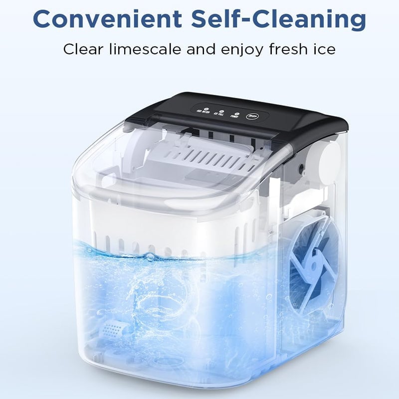 Sakerplus Portable Ice Machine with Self-Cleaning