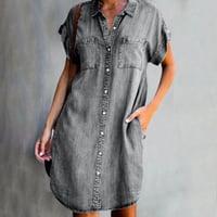Vestido vaquero ajustado de manga corta