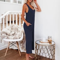 Ensfarget knapp Jumpsuit Backpacking Bukser med lommer