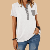 T-shirt da donna a maniche corte casual ampia monopetto