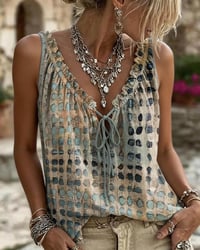 Polka Dot Print Ruffle Tank Tops