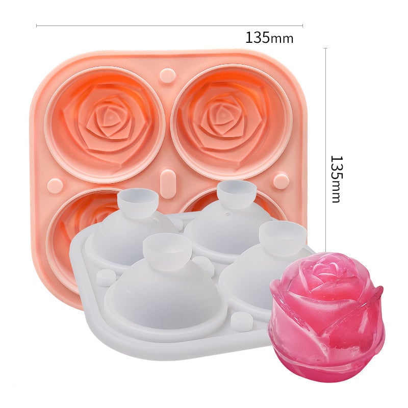 Rosen-Eiswürfelform mit 4 Fächern