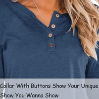 Women's Long Sleeve Pullover with Buttons Down Casual Loose T-Shirt Tops