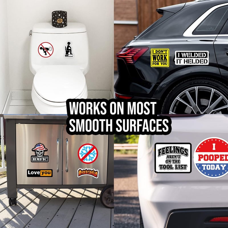 150 stuks harde hoedenstickers (DIRTY) voor helmen gereedschapskisten