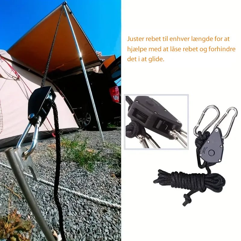 Praktisk justerbart campingreb