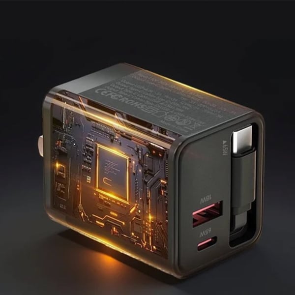 65 W GaN 3-in-1 einziehbares Schnellladegerät