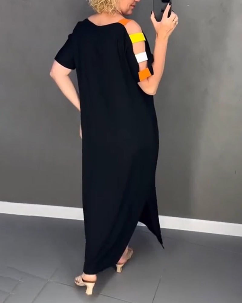 Robe Épaules Dénudées Découpée Imprimé Fente