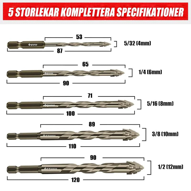 Fyra blad serrerat excentriskt borr