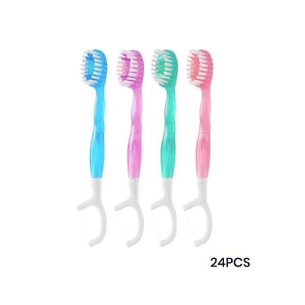 Mini Toothbrush 5 in 1 Tool (Toothpaste + Floss + Pick + Tongue Scraper) Portable Travel Set
