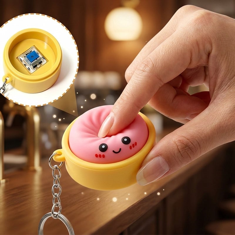 Light-Up Squeezable Steamed Bun Keychain