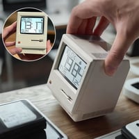 1984 Retro-Inspired Cream Digital Alarm Clock