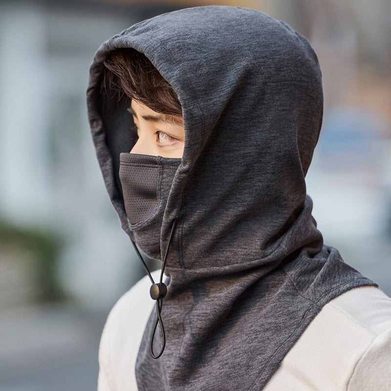 Huvtröja med ansiktsmask och nackvärmare för cykling