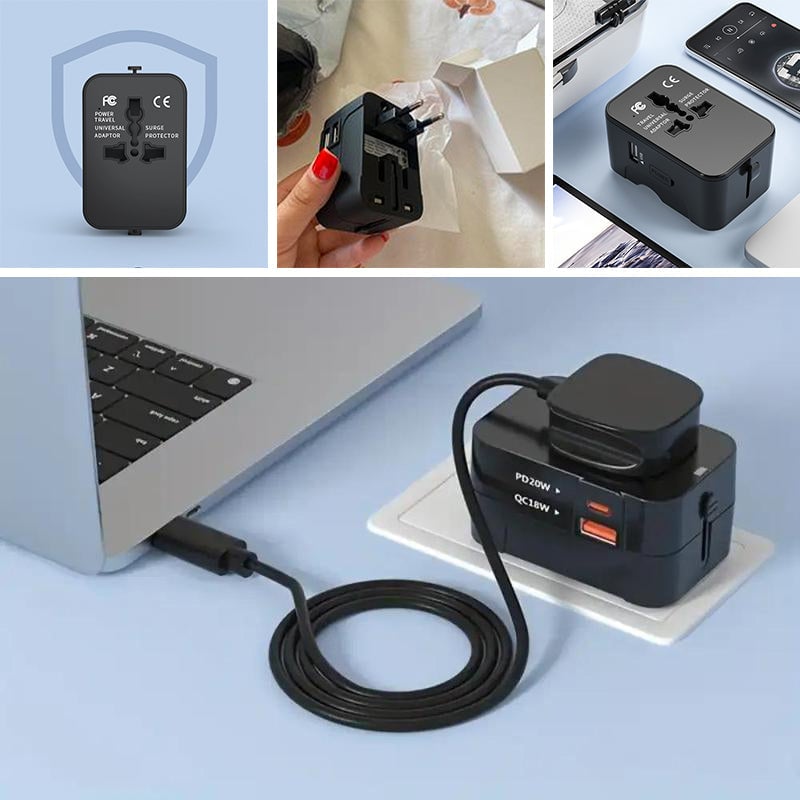 Universeller Reiseadapter mit zwei USB-Anschlüssen