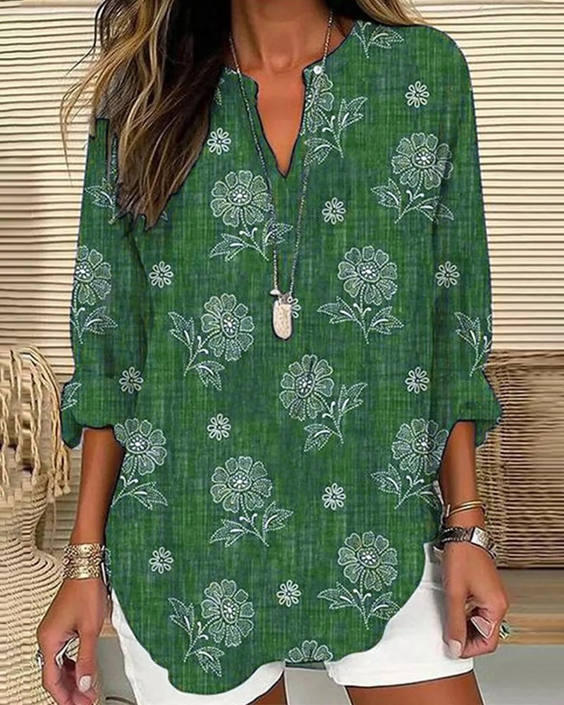 Casual bluse med blomsterprint