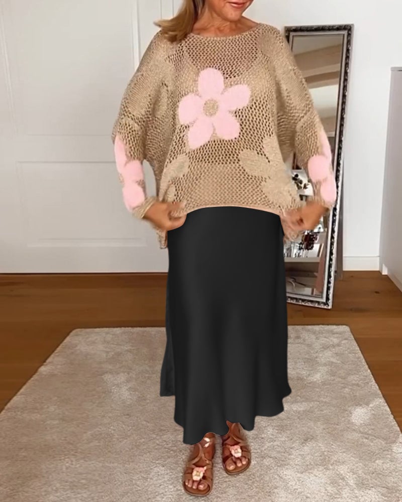 Elegant kjol med enfärgad och veck