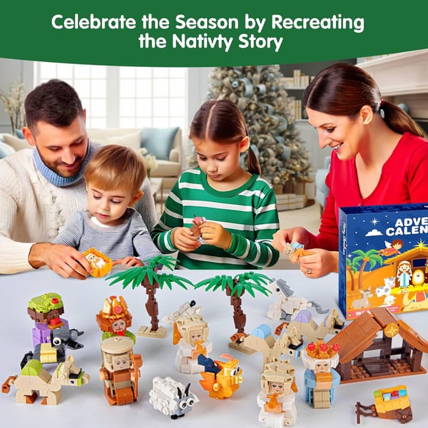 2025 Nativity Advent Calendar – 24-Day Building Block Set Christmas Countdown Gift
