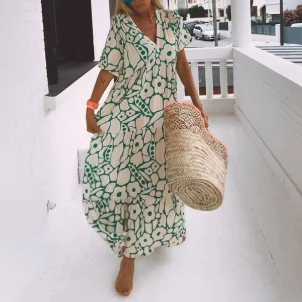 Abito stampato a maniche corte