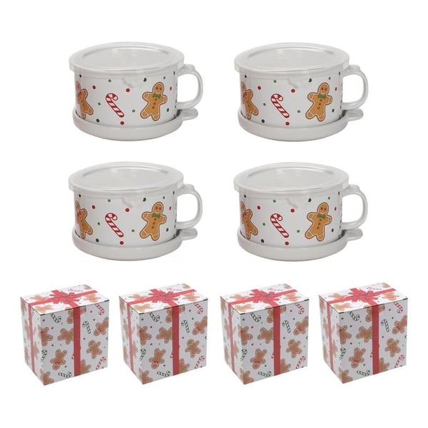 Ceramic Coffee Cup and Saucer Set (Set of 4)