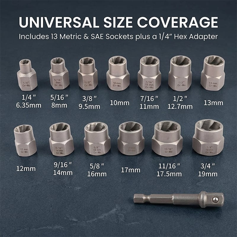 Sakerplus® Impact Bolt Nut Extractor Set