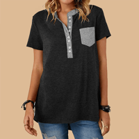 T-shirt da donna a maniche corte casual ampia monopetto