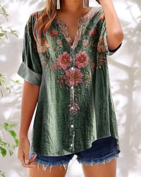 Blouse mode bedrukte v-hals