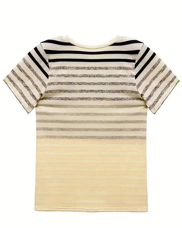 Round Neck Short Sleeve Striped T-Shirt