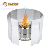 1*Saker Portable Camping Wood Stove + 1*Wind Deflector