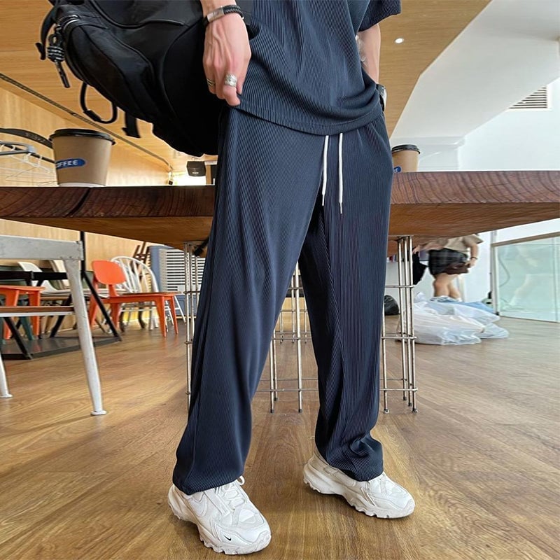 Set da 2 pezzi casual da uomo in seta di ghiaccio