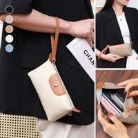 Handliche Leder-Clutch, große Geldbörse mit Reißverschluss am Handgelenk