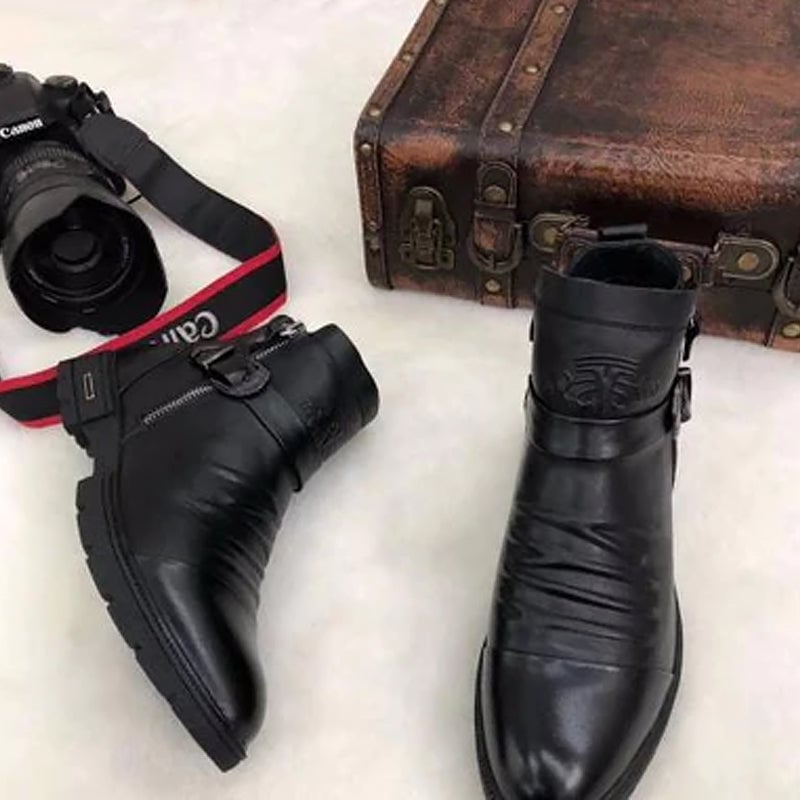 Martin-laarzen met handreliëf en rits voor heren