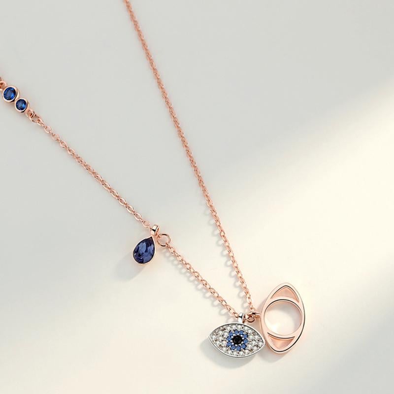S925 Silberhalskette mit Teufelsauge  Inspiriert von Duo Evil Eye
