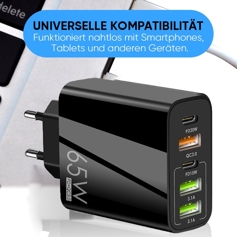 Multiport-Adapter 65W Schnellladegerät-EU-Standard