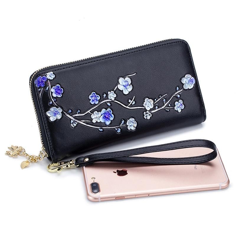 Women's Plum Blossom RFID Long Clutch/Wallet