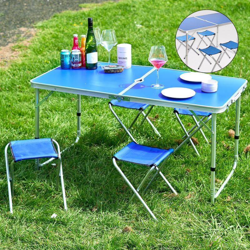 Folding Picnic Table with 4 Stools