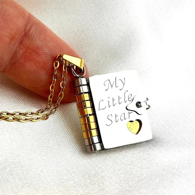English/Spanish - My Little Star Book Necklace for Daughter