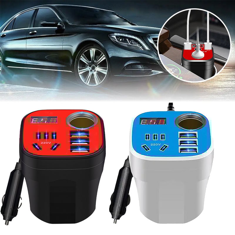 【sale】Car Mounted Cup Type Inverter Converter QC Charger