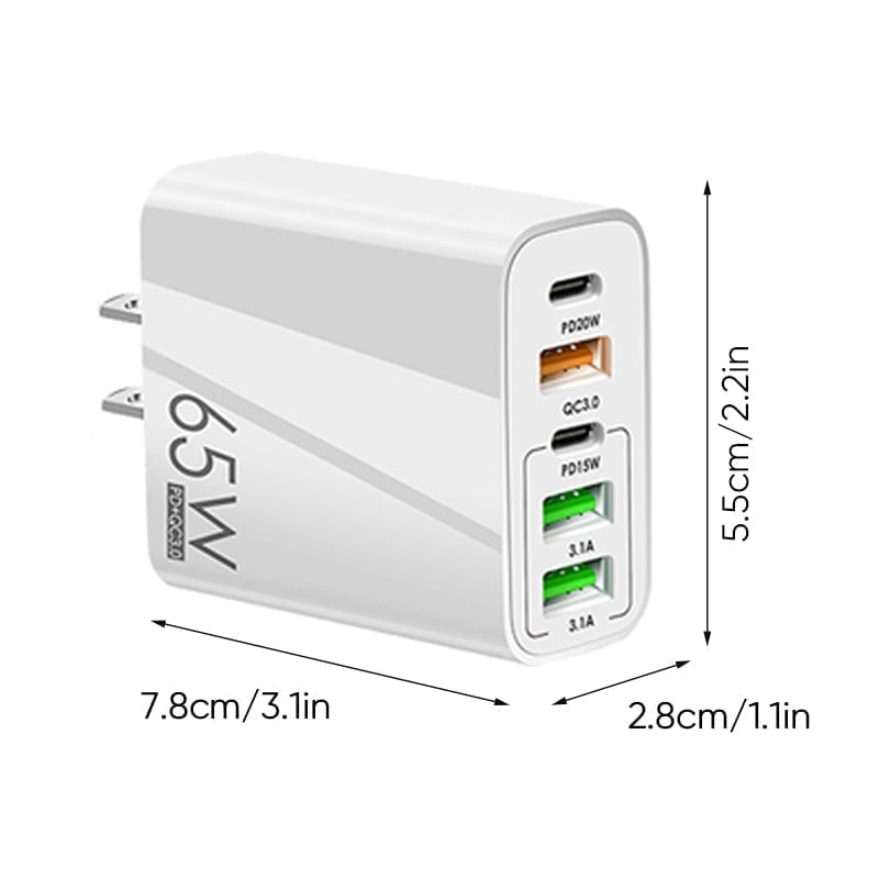 Sakerplus Multi Port Adaptor 65W Fast Charger - US Standard