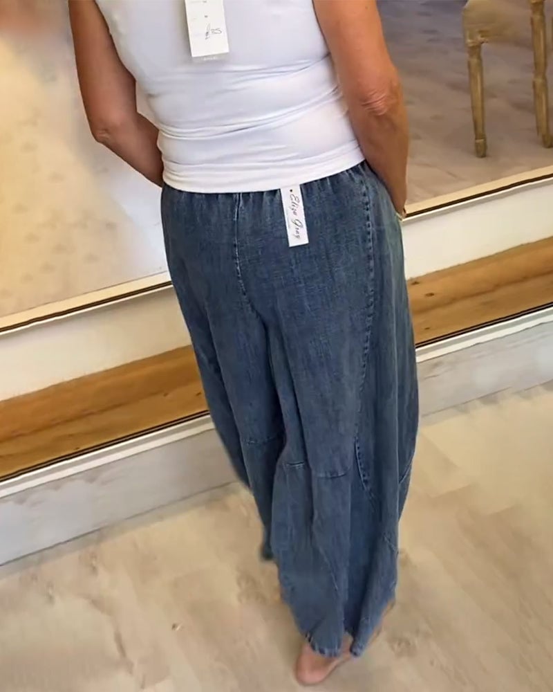 Jeans Med Resårmidja I Avslappnad Stil