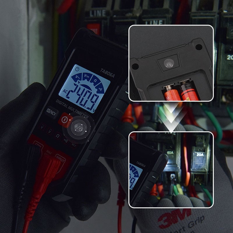 Kompakt digital multimetertester med automatisk genkendelse