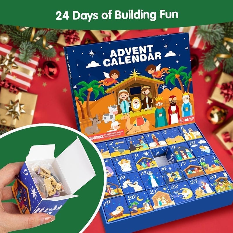 2025 Nativity Advent Calendar – 24-Day Building Block Set Christmas Countdown Gift