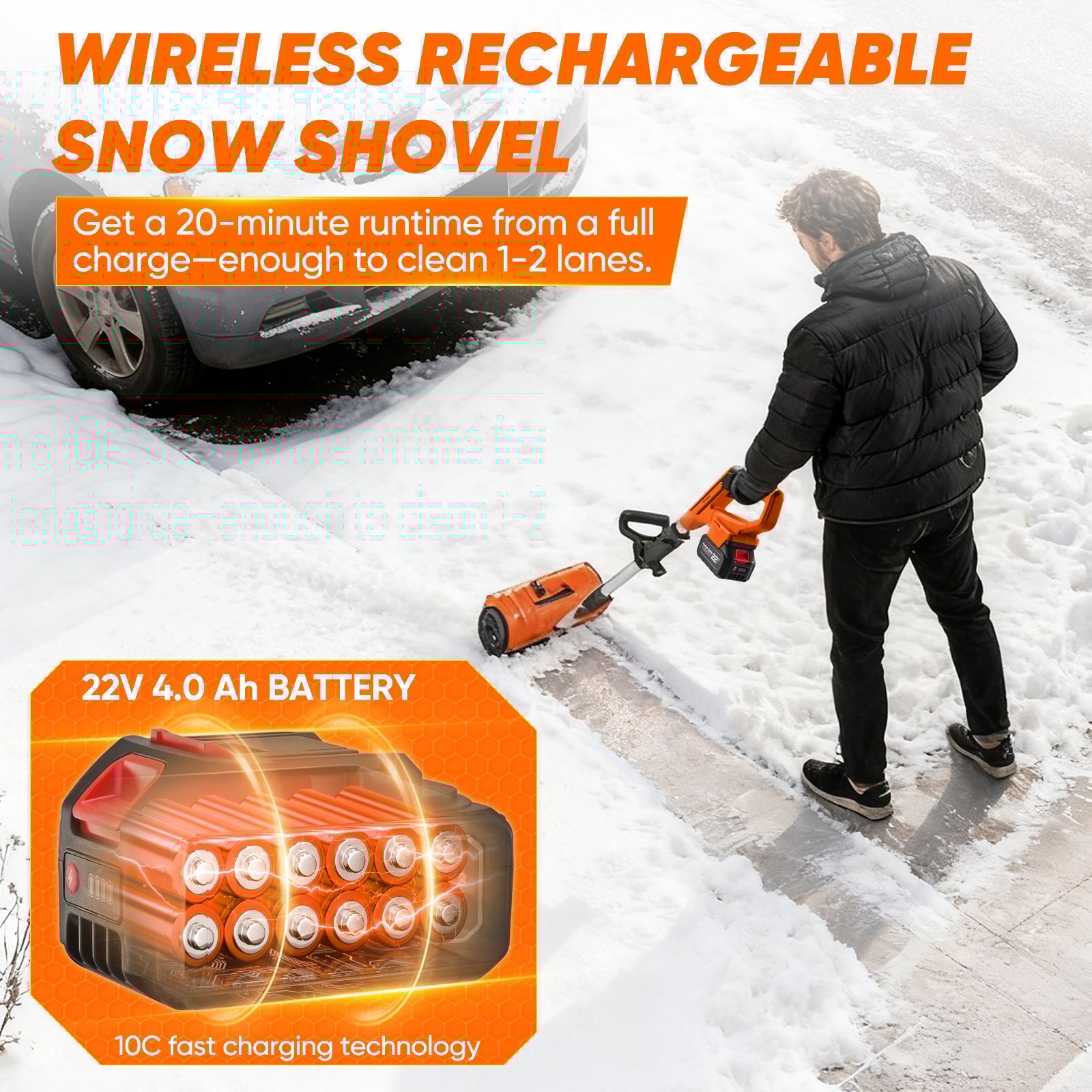 Sakerplus 22V Cordless Electric Snow Shovel