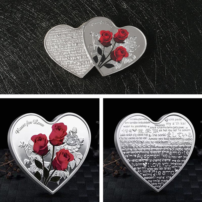 💝Rose Gedenkmünze in Herzform