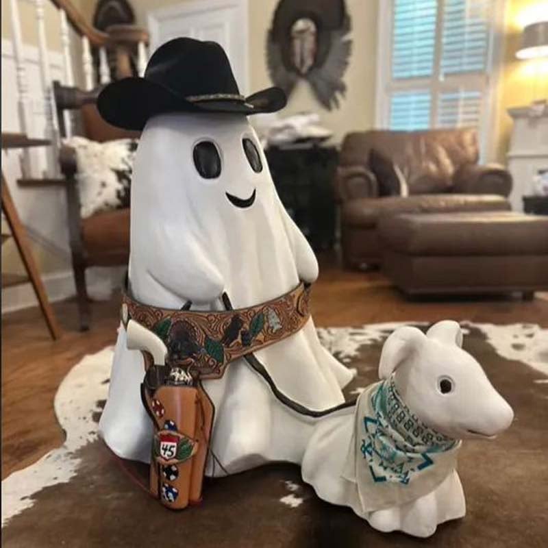 Halloween Ghost Walking Dog Statue👻