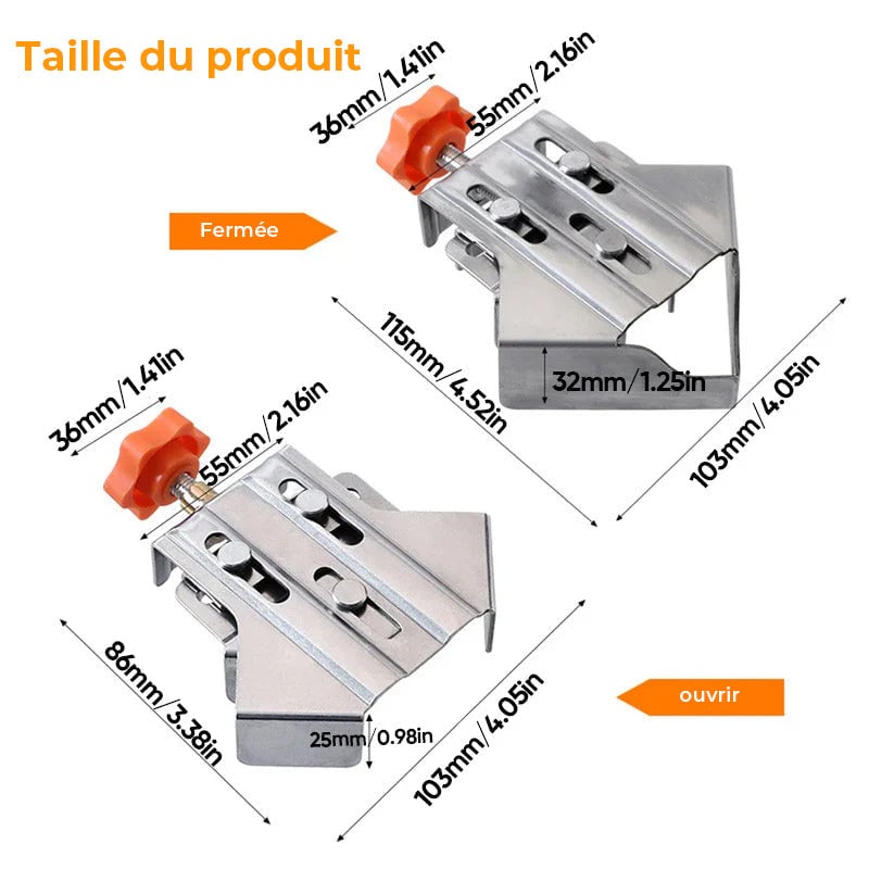 Pince à angle droit en acier inoxydable