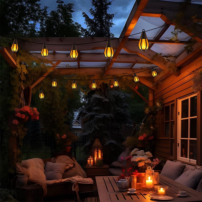 Solar Flickering Flame String Lights