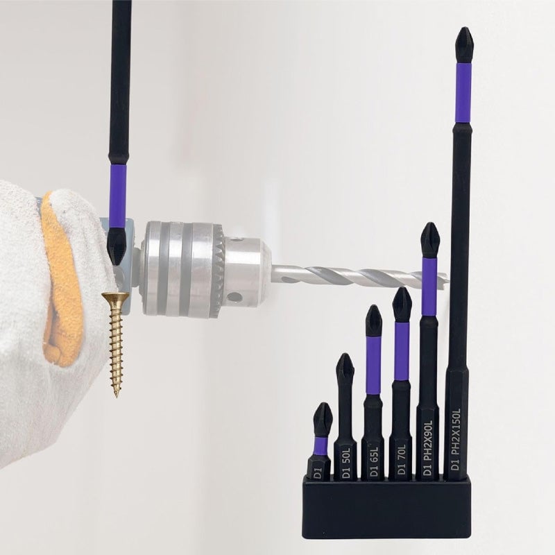 Purple non-slip screwdriver bits set