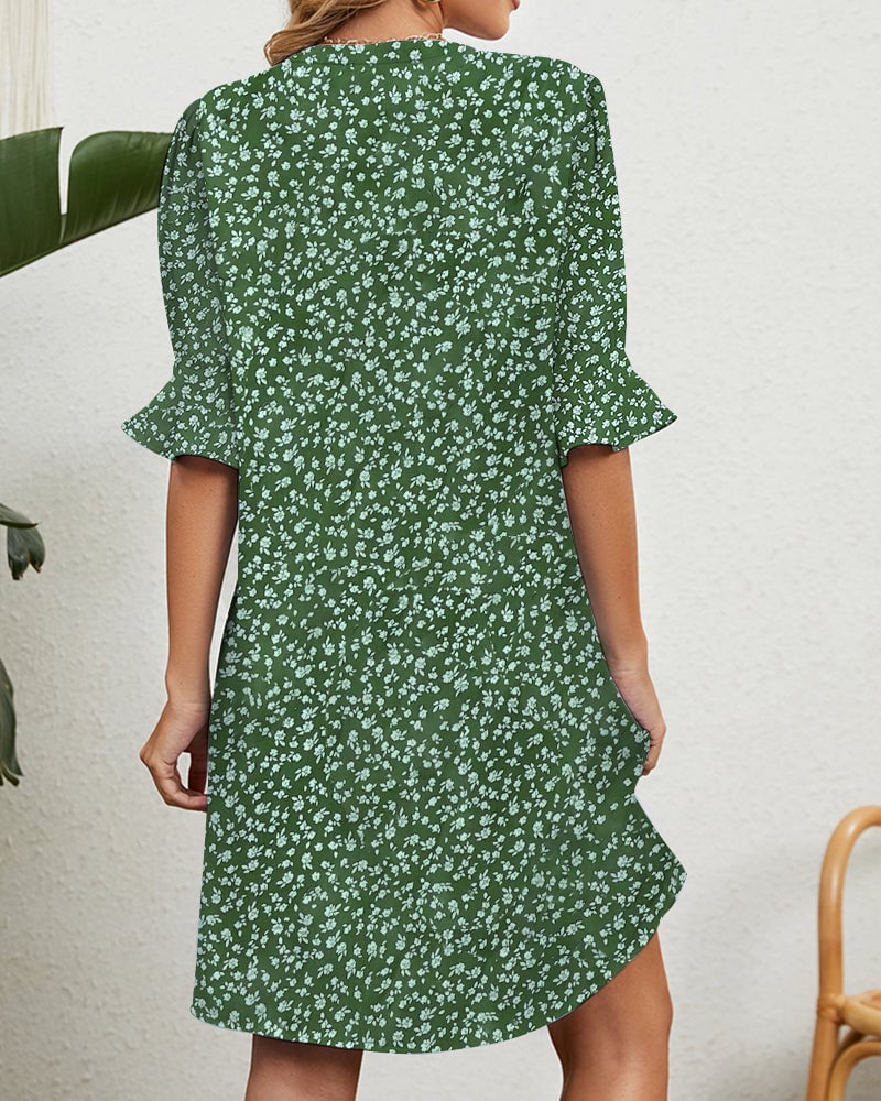 Groene bloemenjurk voor dames